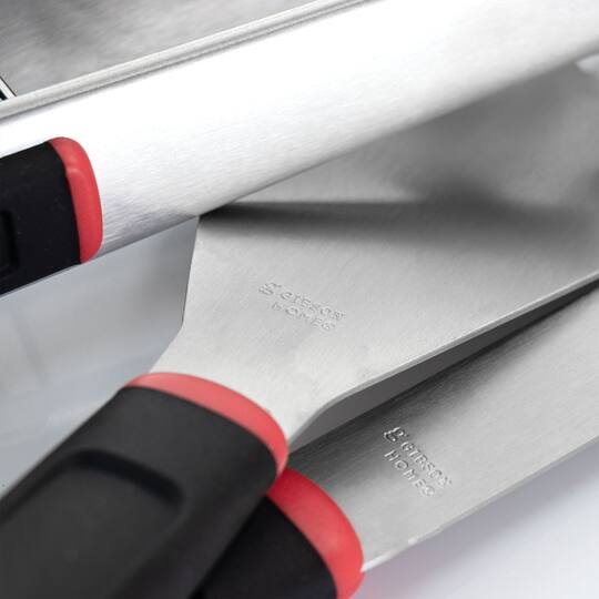Gibson Home® Black & Red Huckleberry 3 Piece Stainless Steel BBQ Tool Set